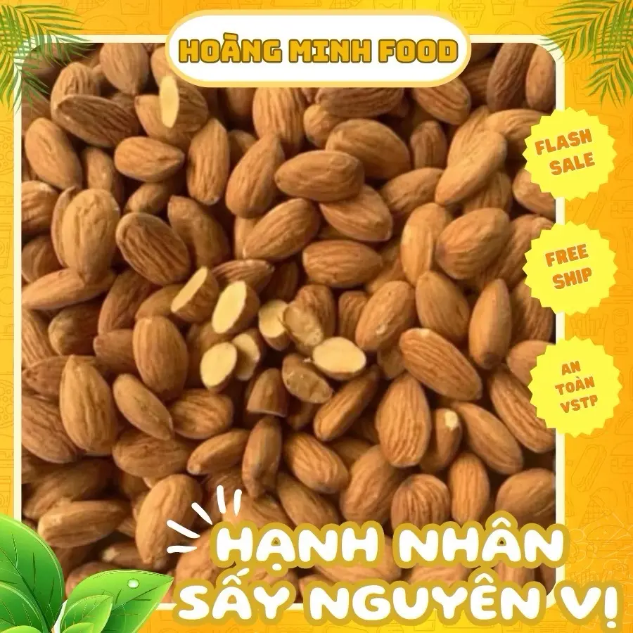 ￼Hạnh nhân sống sấy nguyên vị Hoàng Minh Food thơm ngon chuẩn hàng nhập khẩu có lợi cho sức khỏe dùng làm sữa hạt, làm bánh