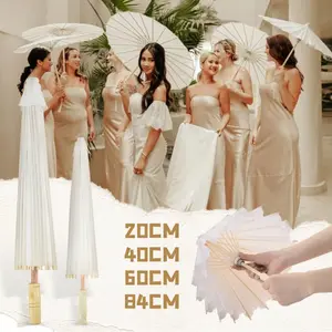 Payung kertas lukis tangan DIY payung kertas minyak foto kosong lukis tangan kecil grosir pengiring pengantin dengan pola