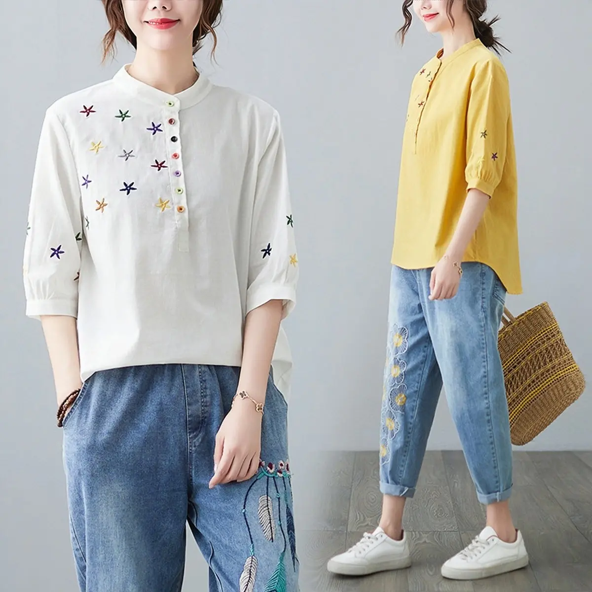 Sơ Mi Nữ Cổ Trụ - Phối Cúc Nhiều Màu Trẻ Trung Sp18