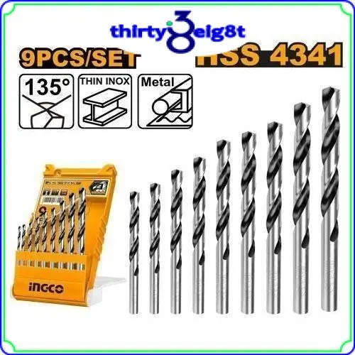 INGCO 9 Pcs HSS twist drill bits set AKD1095