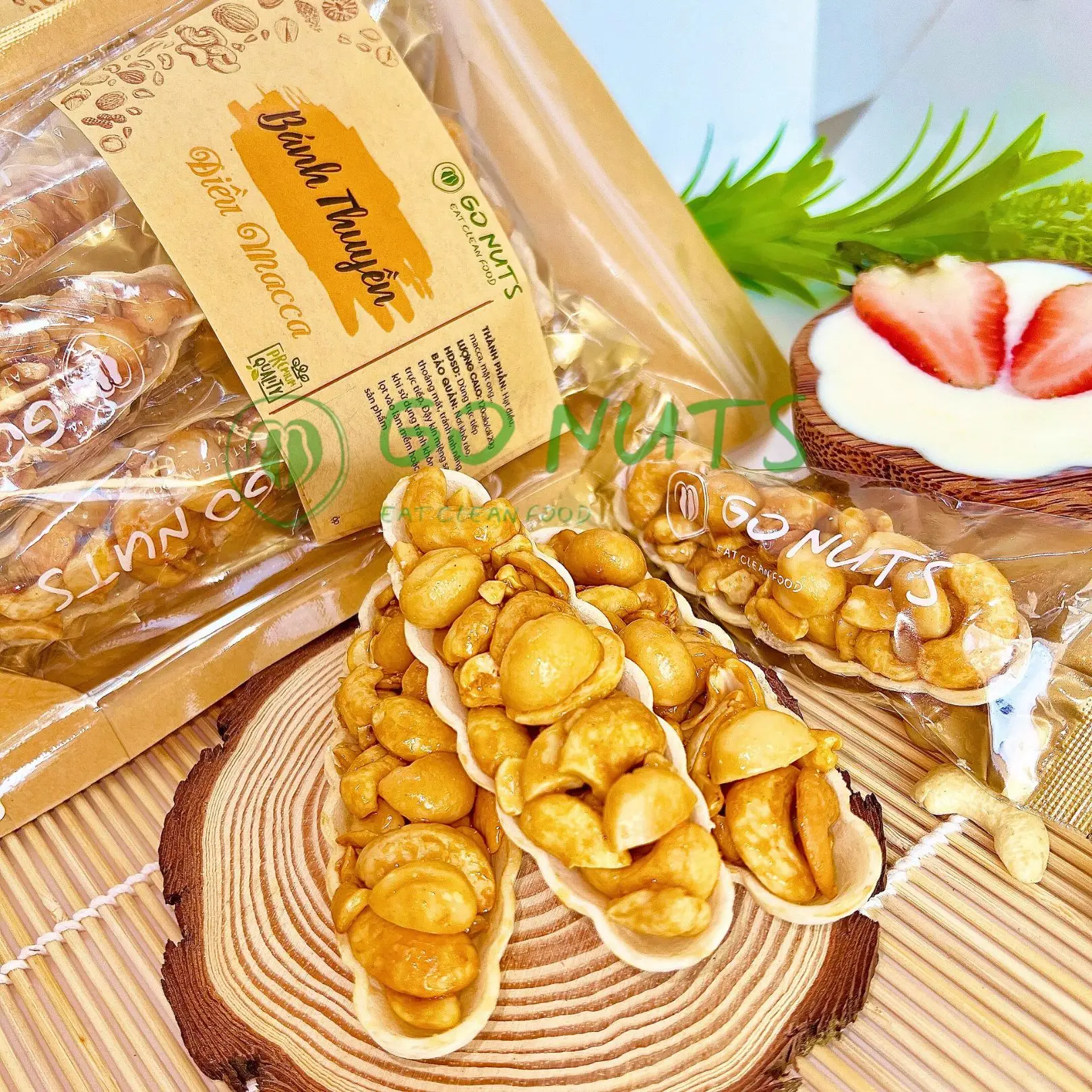 Bánh thuyền Điều Macca GO NUTS không đường tạo ngọt bằng mật ong, bánh hạt mix ngũ cốc dinh dưỡng