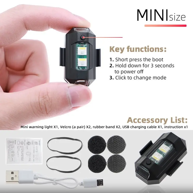 Đèn Cảnh Báo Chống Va Chạm Led Thông Dụng MA, Đèn Tín Hiệu Máy Bay Không Người Lái Mini, Có Đèn Nhấp Nháy 7 Màu, Đèn Báo Tín Hiệu Rẽ Xe Máy 5
