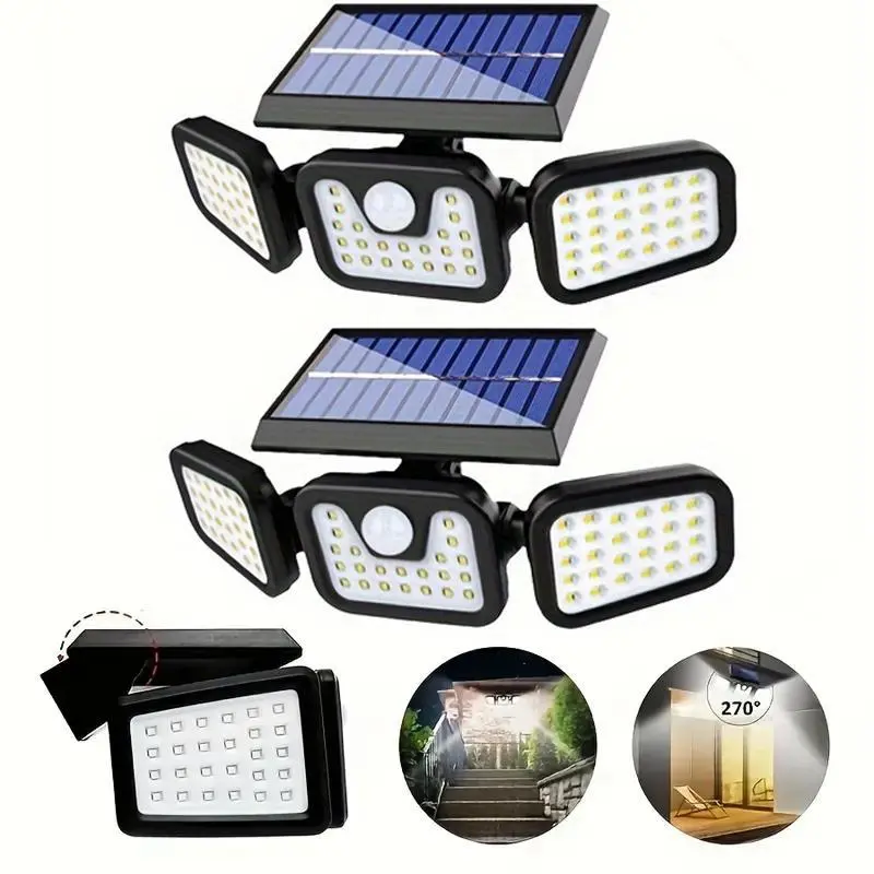 74 LED Solar Powered Motion Sensor Security Outdoor Light, IP67 Waterproof LED Wall Mounted Light, Wall Lamp Exterior Light Fixture for Garden, Home Essentials