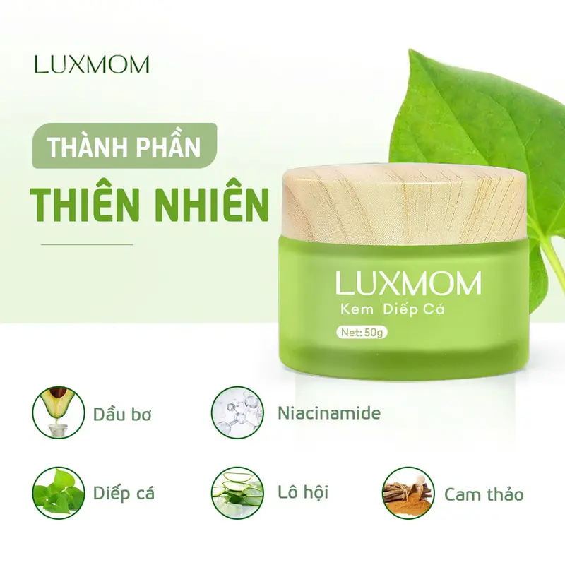 [MUA 1 ĐƯỢC 4] Combo Gồm Kem Diếp Cá Luxmom + Kem Dưỡng Rau Má + Kem Chống Nắng + Tặng Kèm Sữa Rửa Mặt 20ml - Hỗ Trợ Giảm Mụn, Giảm Nám, Dưỡng Trắng Da, Cấp Ẩm Chuyên Sâu 2