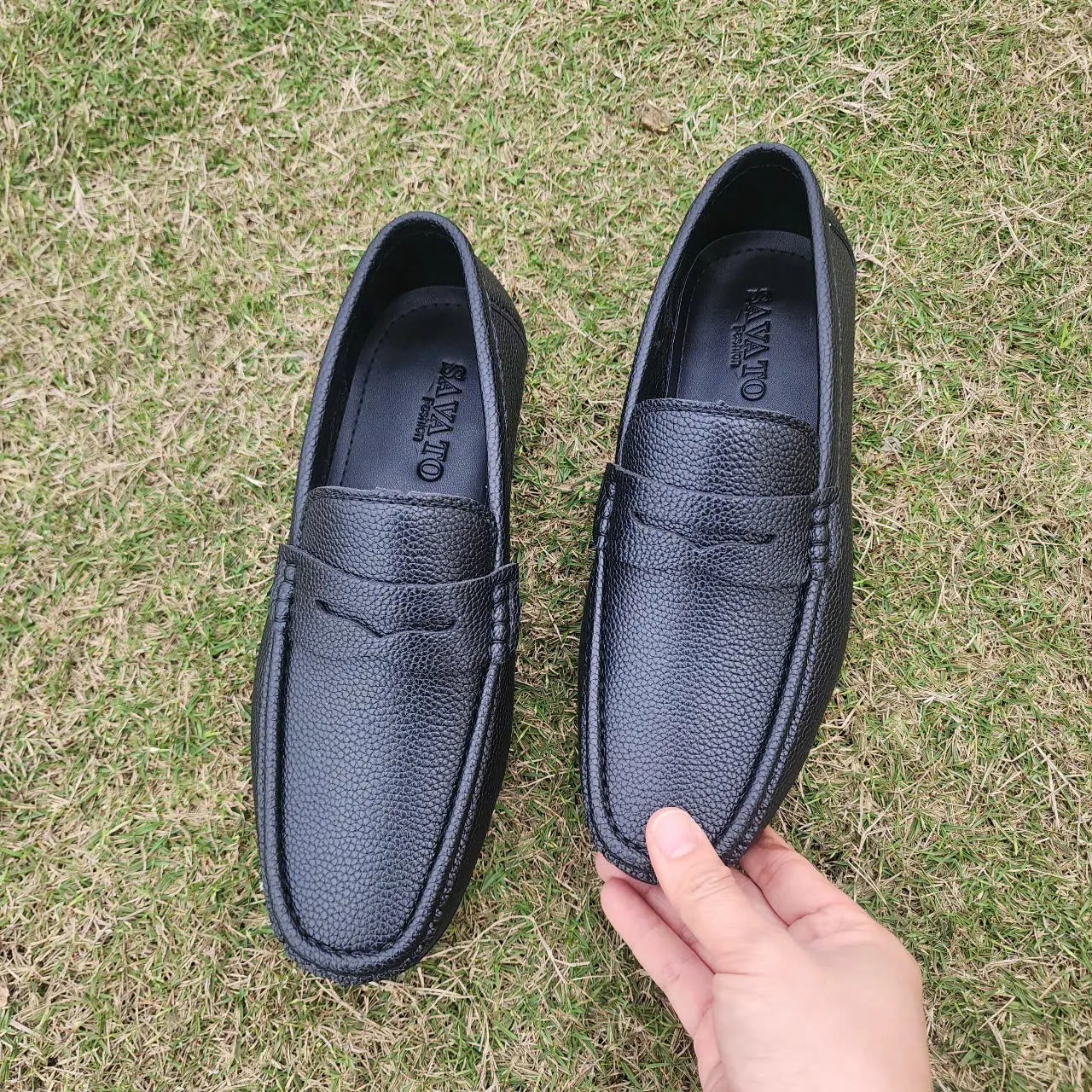Giày mọi nam da sít cao cấp đế cao su đúc mẫu băng thủng.