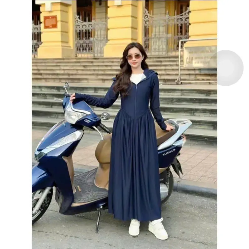 (2 Lớp) Áo Chống Nắng Dài Toàn Thân 2 Lớp Chất Thun Mát Dáng Váy Xoè Thời Trang 1