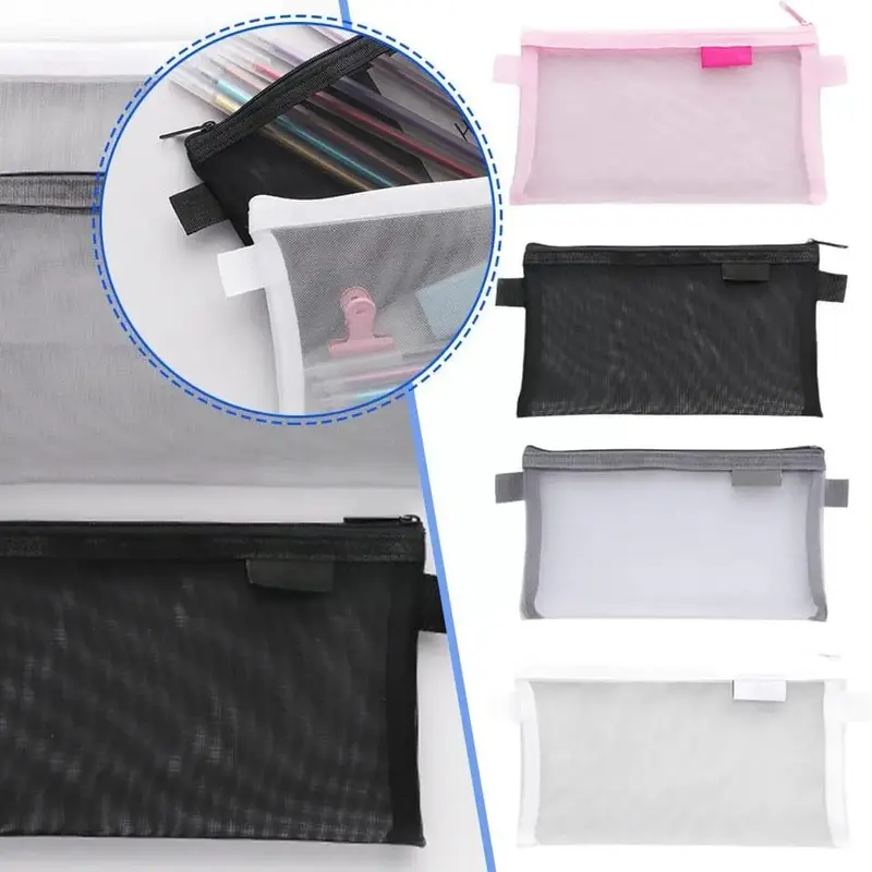 [MILOLI] Kotak Pensil HE CHOOSES SIMPLE Pouch Transparant Portabel Tempat Pensil Jaring Resleting Stationery - F0210 1