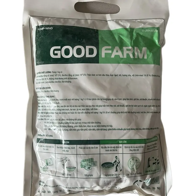 Men rắc chuồng gà 1kg GOOD FARM khô nền chuồng, khử ẩm chuồng gà, an toàn cho con người và vật nuôi