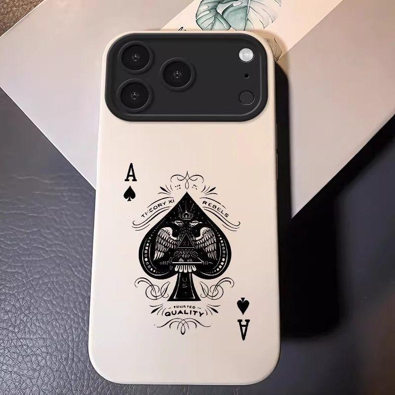 Ốp điện thoại được nâng cấp với thiết kế hình lá bài poker át bích, phù hợp với iPhone 15promax 14promax 14 13 12 11 promax 16promax 17promax 16 pro 17pro 15pro, vỏ dẻo chống rơi.