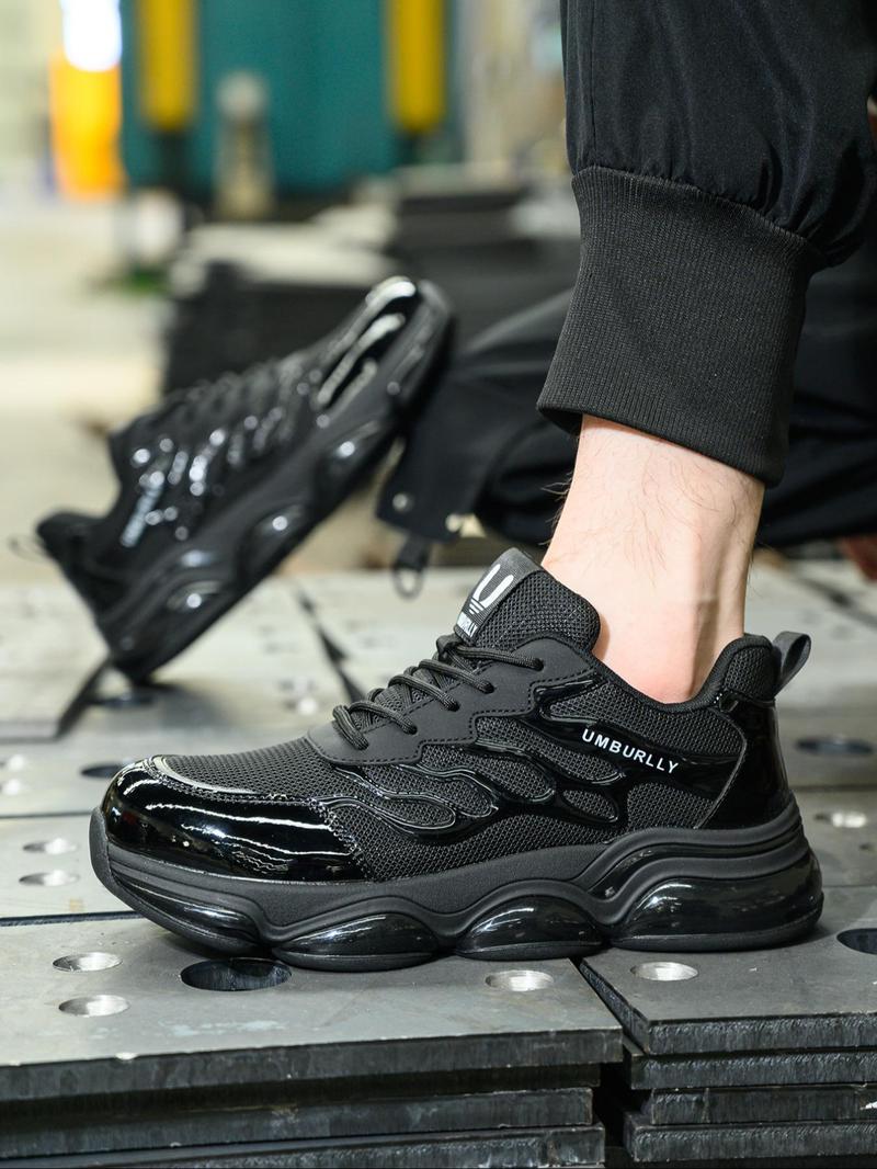 Product Introduction of Men's Fashionable Lace Up Low Top Safety Shoes, Casual Comfortable Breathable Anti-smash and Anti-puncture Shoes for Work, Fashionable Shoes for Daily Wear, Shoes for Men 8