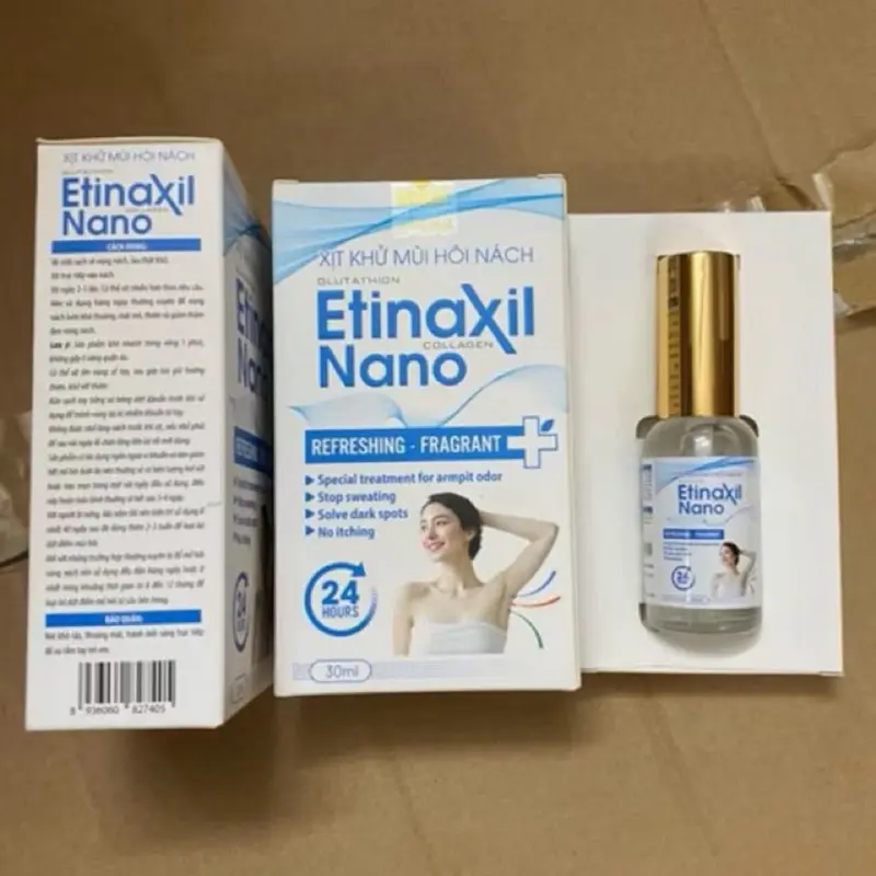Xịt Khử Mùi 2 trong 1 GLUTATHION ETINAXIL NANO 30ML - Khử Mùi Hôi Nách, Hôi Chân, Ngăn Tiết Mồ Hôi, Mùi Cơ Thể 24H 7