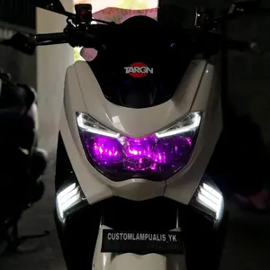 Paket Lampu Motor DRL Alis Yamaha NMAX Old LED Flexible Reflektor Tipis Slim Cahaya Terang Tidak Berbintik Total 2 Alis 2 Demon Eye