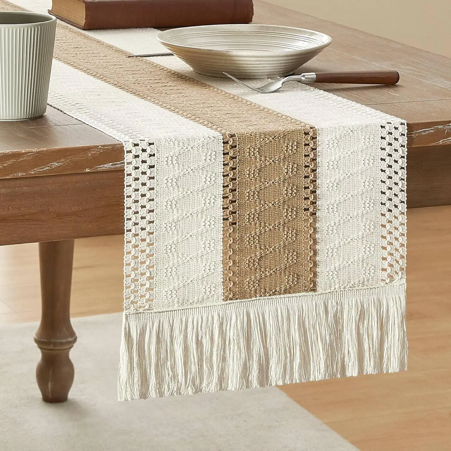 Bohemian Style Table Flag, 1 Count Colorful Striped Table Runner, Table Decoration Supplies for Home Kitchen Dining Room