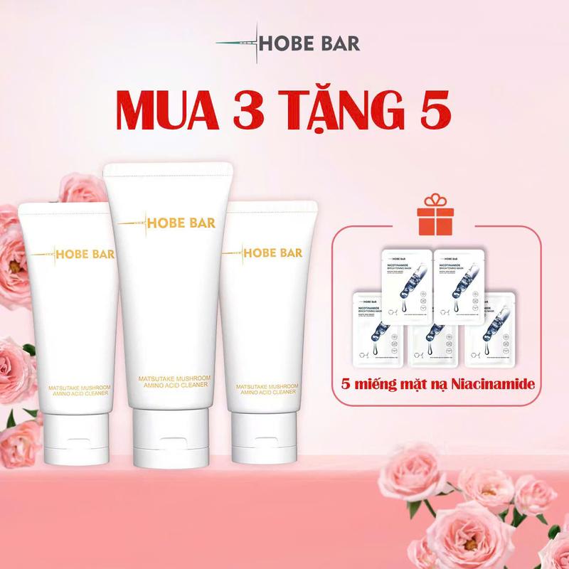 [MUA 3 SỮA RỬA MẶT TẶNG 5 MẶT NẠ NIACINAMIDE] Sữa Rửa Mặt Amino Acid HOBEBAR (50ml) Dịu nhẹ/ Dưỡng ẩm Nữ Skincare Cleansing Cleanser Dưỡng Da Mặt