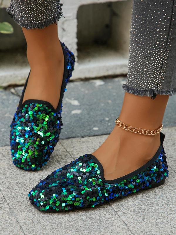 Women's Elegant Contrast Sequin Design Slip on Flats (1 Pair), Casual Soft Comfortable Flat Shoes for Spring & Fall, Fashion Shoes for Party, Daily Clothing Decor, Valentine's Day, Gift 1