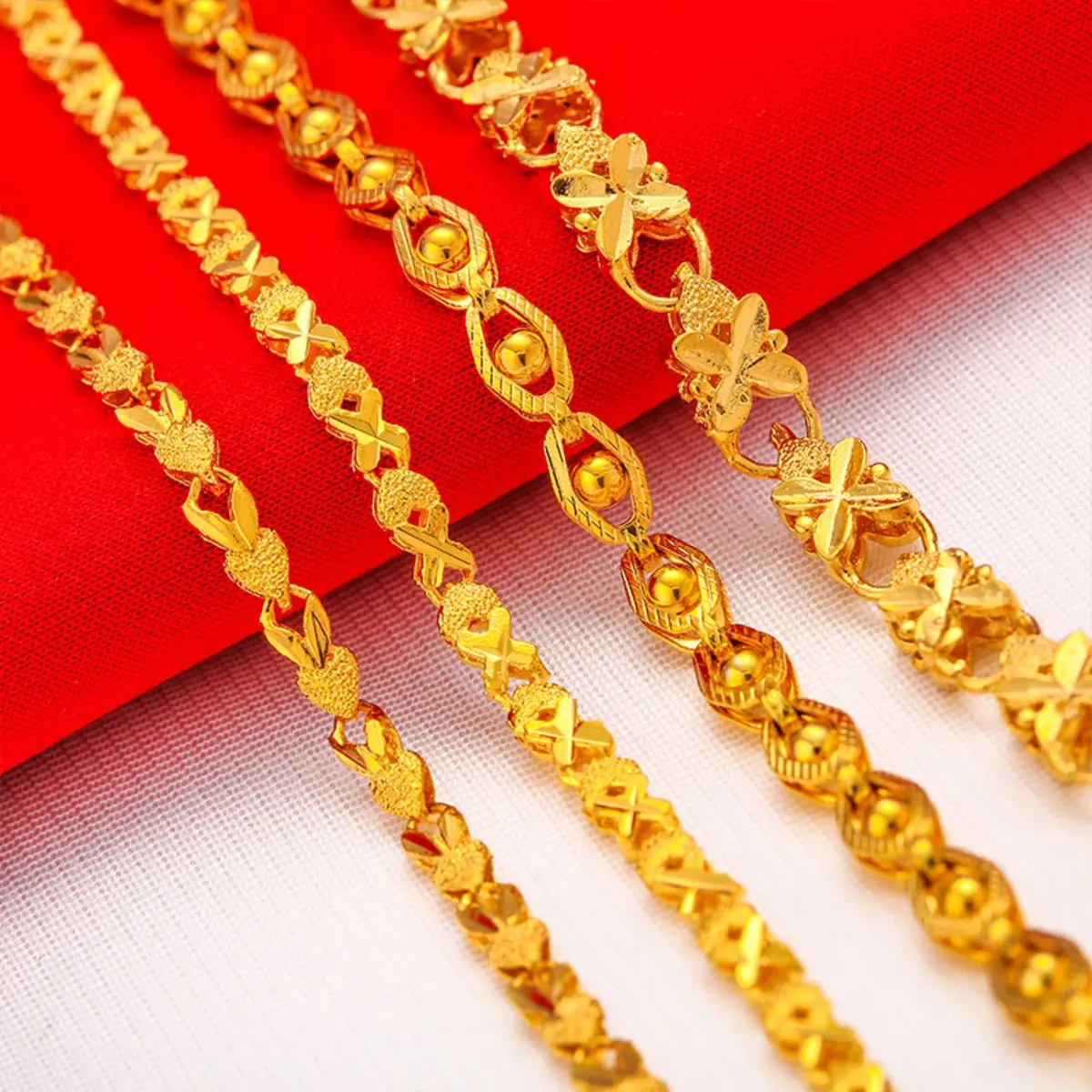 Four-leaf Bracelet Wedding Retro Plated 24k Gold Vietnamese Sand Gold Phoenix Eye Lucky Grass Bracelet Women
