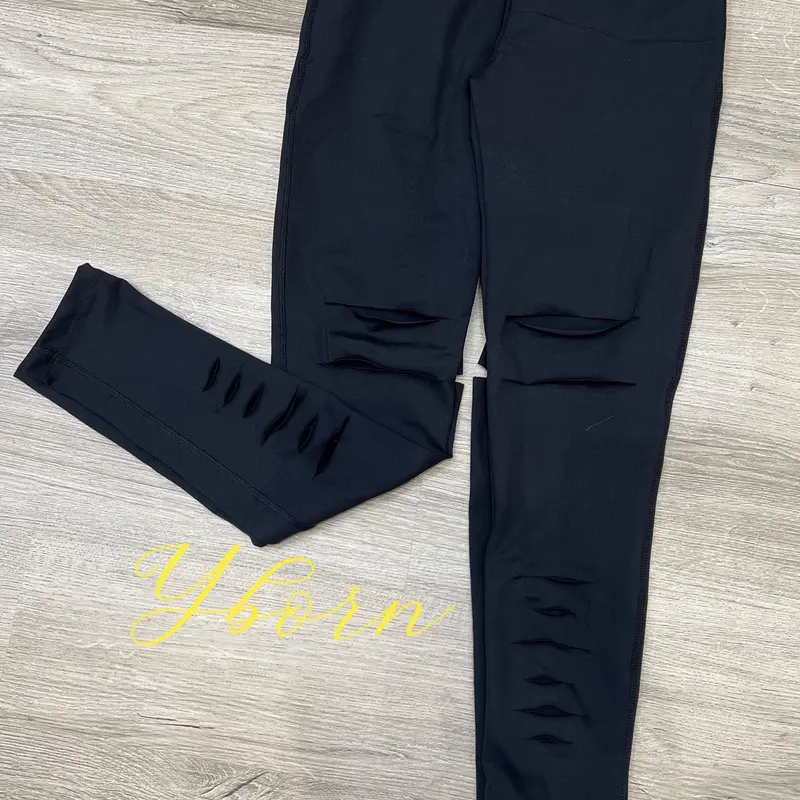 Quần rách tập yoga/gym hàng cao cấp Yborn chất mịn đẹp giãn tốt Sport chỉ giặt tay đỏ ca cao Tập Gym Legging 1