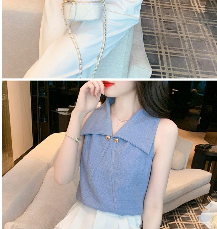 Product Introduction of Áo Sơ Mi Nữ, Trễ Vai Và Không Tay, Cao Cấp, Có Ve Áo, Phong Cách Nữ Thần, Sang Trọng Và Sang Trọng, Thích Hợp Cho Mùa Hè, Áo Phối Kiểu 2024 11