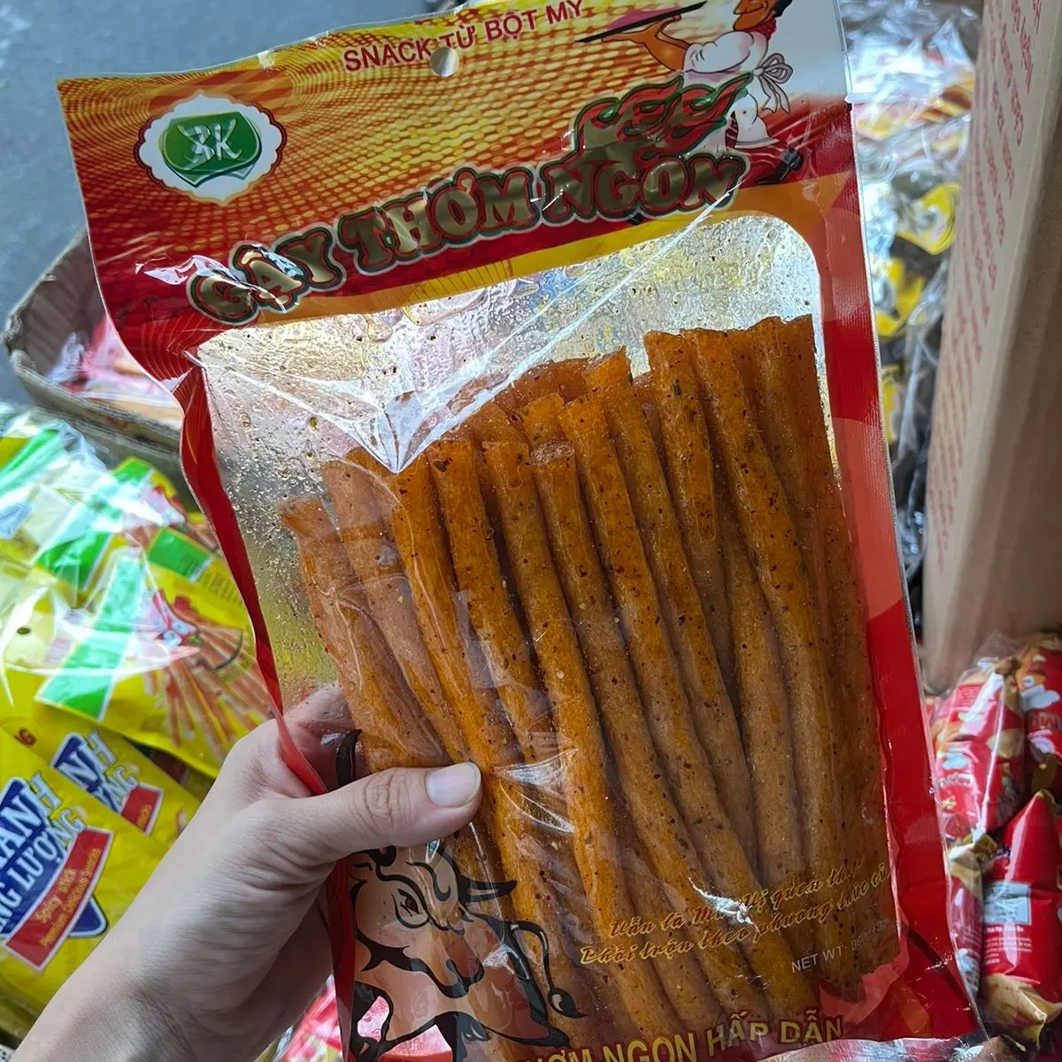 Snack Gậy Đuôi Bò Thơm Ngon, Cay Cay Gói 360g, Đồ Ăn Vặt Cổng Trường, Đồ Ăn Vặt MinMin