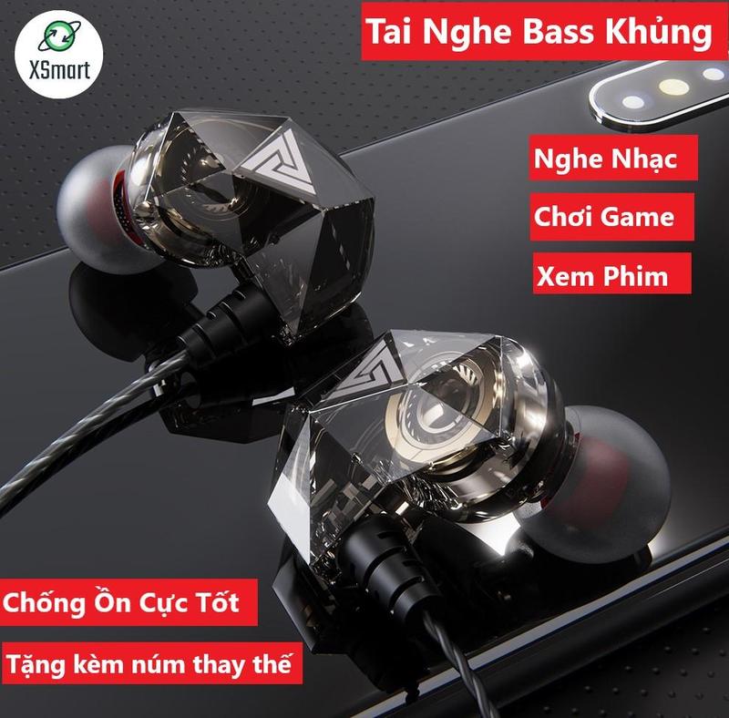 Tai Nghe Phone Nghe Nhạc Chơi Game QKZ AK2 Pro Mới Nhất Âm Thanh Super Bass Dây Chống Rối Có Mic Đàm Thoại Nhét Tai Earphone