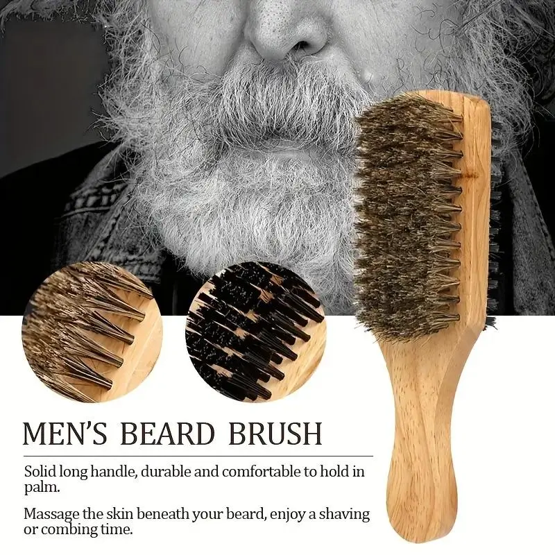 Double-sided Horse Mane Hair Beard Brush, Professional Beard Styling Comb, Heatless Haircare & Styling Comb for Beard Shaving, Valentine's Day Gift, Hair Style, Trending Beauty Products 5
