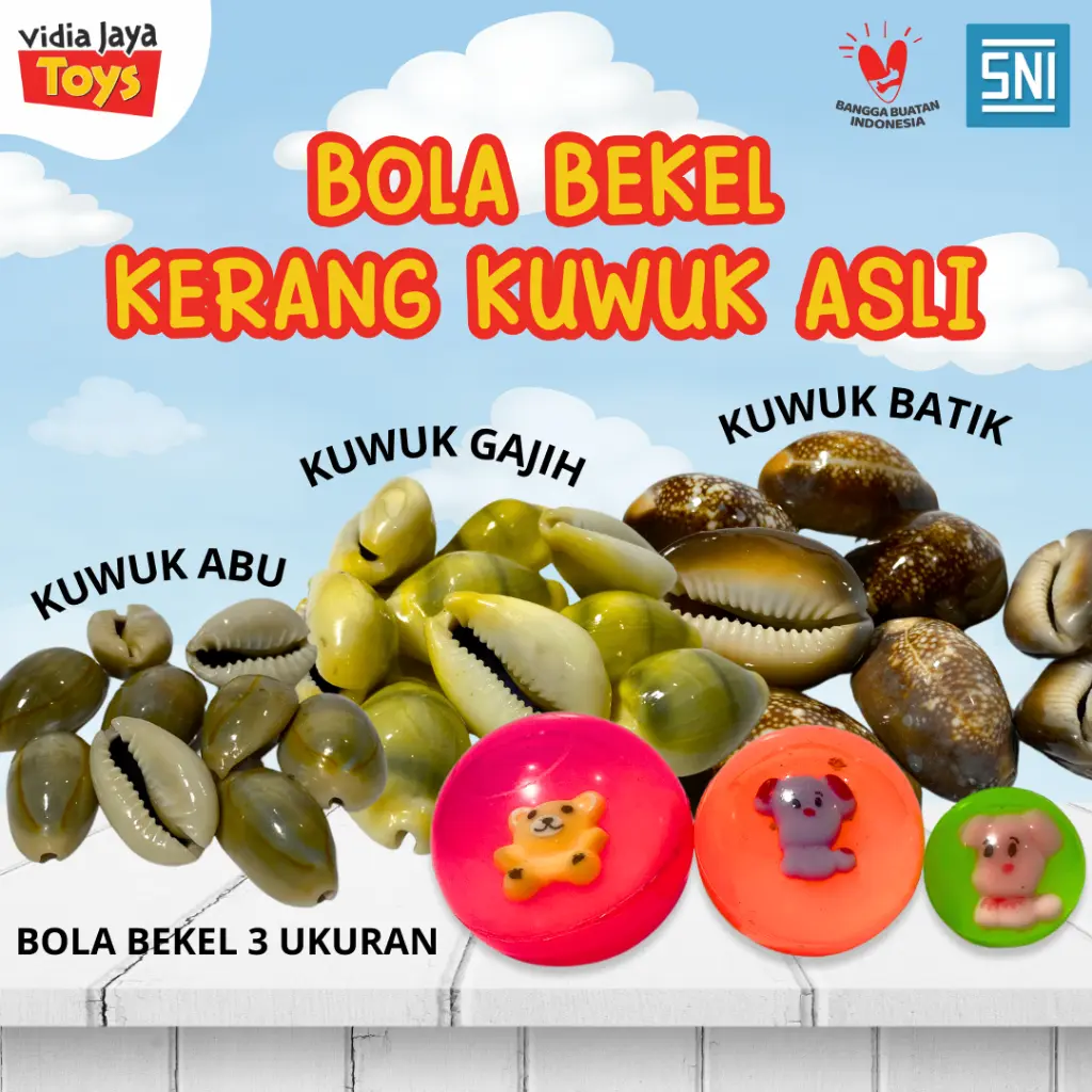 Vidia Jaya Toys Mainan Anak Bola Bekel Kerang Kuwuk Mainan Tradisional