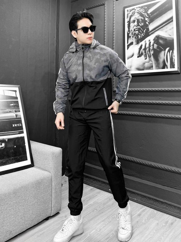 Bộ đồ set gió quần áo nam có lót lông bên trong Menswear