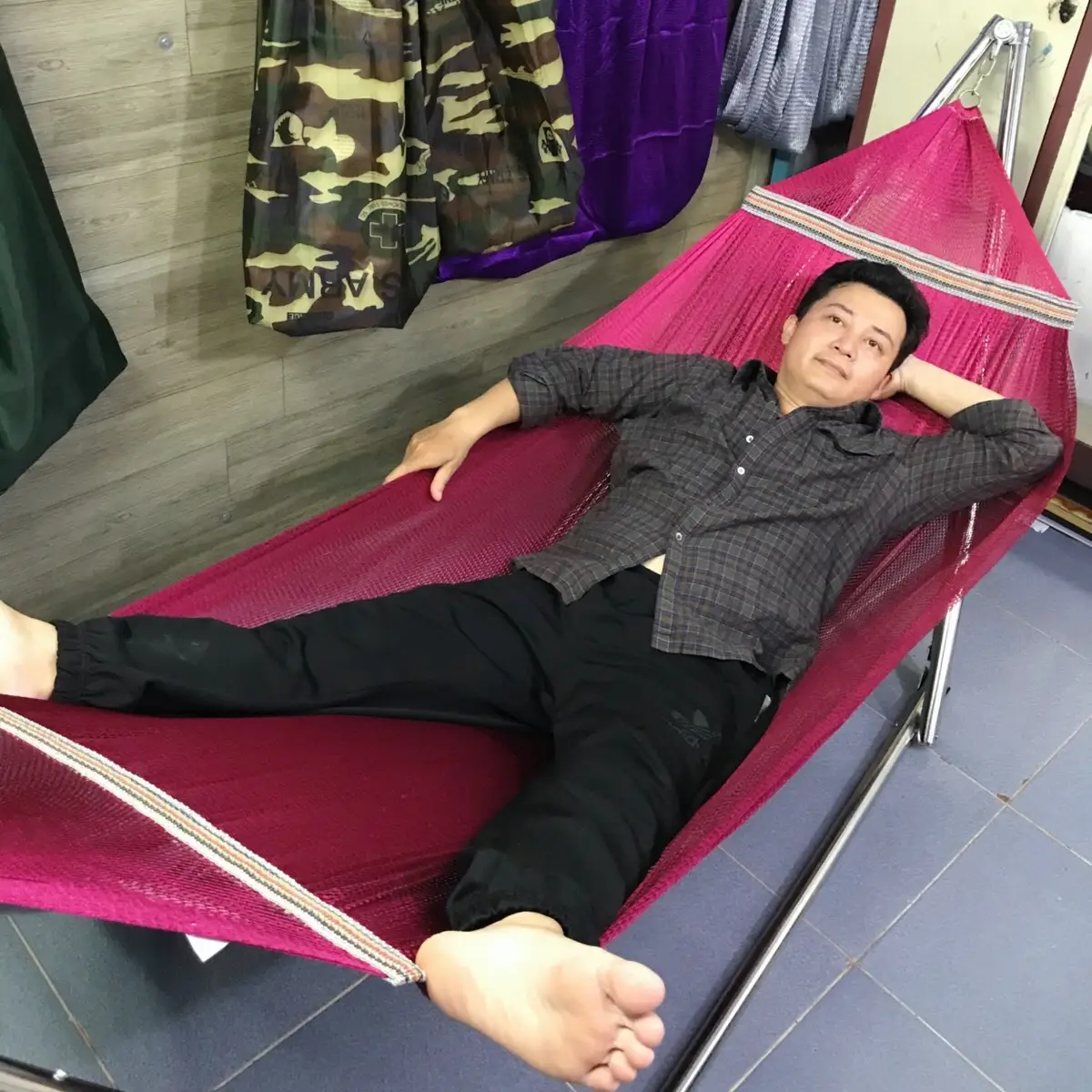 Võng lưới 2 lớp mát mẻ - nẹp thép ngang 60cm, lưới thoáng mát, nằm bền bỉ với thời gian, bảo hành 1 năm