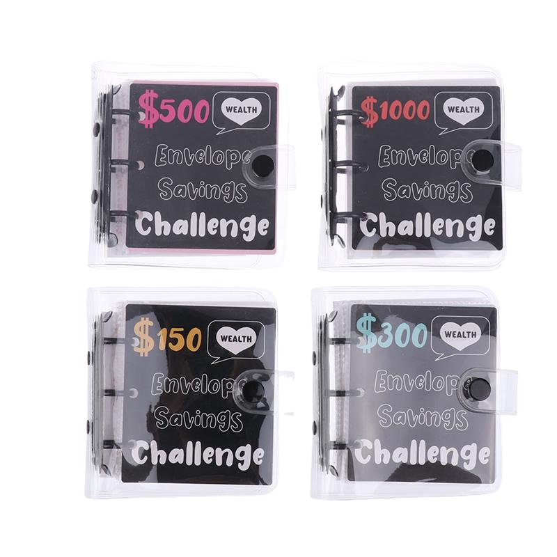 Product Introduction of Simple Mini Binder Money $150/300/500/1000 Savings Challenge Binder Cash Budget Storage Book Budget Binder With Cash Envelopes 21