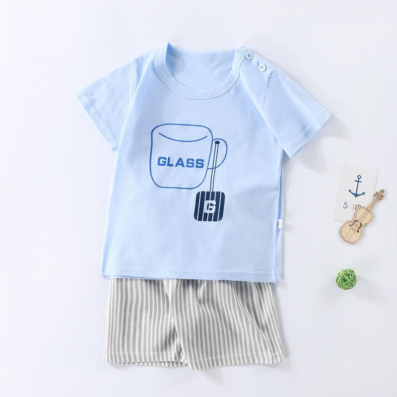 Product Introduction of Set pakaian kanak-kanak, sedia untuk dihantar, fesyen musim panas bayi perempuan, sut cetakan lengan pendek, pakaian kanak-kanak, set 2 helai 4