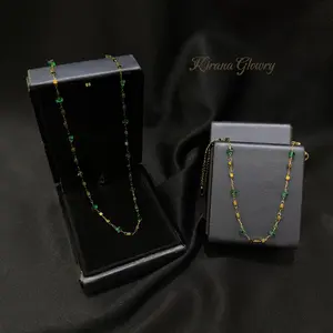 Perhiasan Rhea Batu Hijau Kecil Tampilan Cantik dan Fresh untuk Sehari-hari Bahan Titanium Kirana Glowry