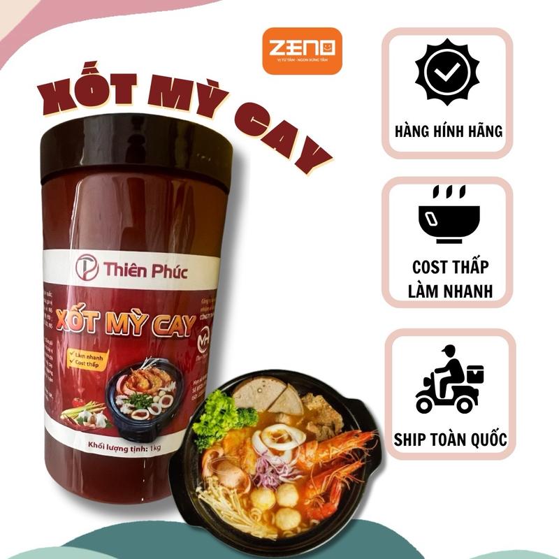 Xốt Mỳ cay Thiên Phúc hộp 1kg chuyên dùng nấu mỳ cay lẫu hải sản lẫu tokboki nấu được 20 tô có công thức nấu Nước Sốt nấu mì cay gia vị nấu mì cay
