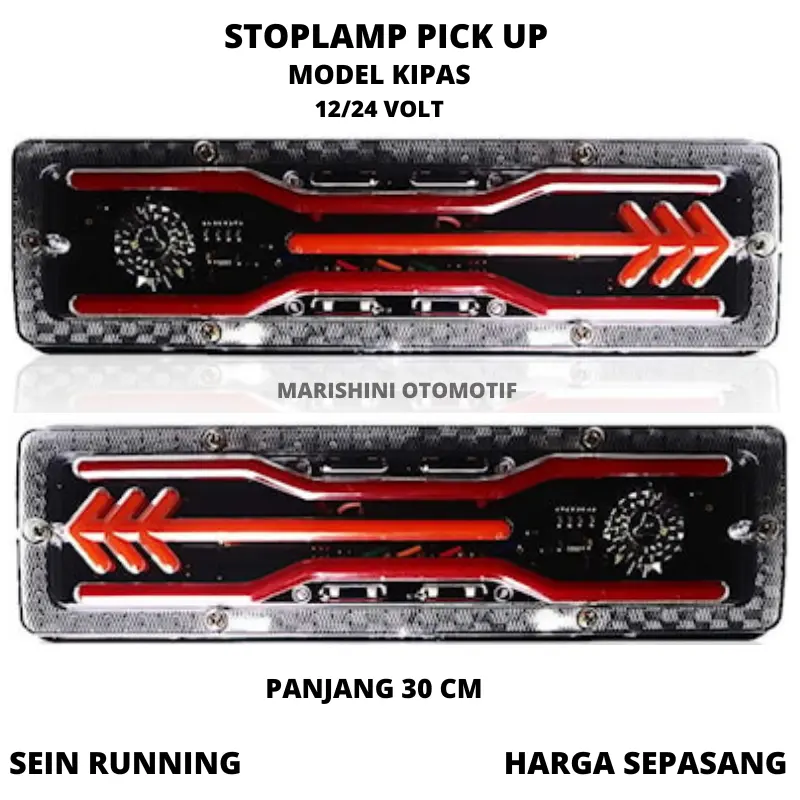 Stoplamp Lampu Rem Belakang Stop Lamp LED Pickup L300 Carry Futura Panther Mini Truk Truck 12 Volt 24 Volt Lampu Stoplamp Lampu Sein Lampu Kota Lampu Senja Lampu Pickup Lampu Truk Panjang 30 Cm untuk Truck Truk Engkel Double Canter Model Panah Kipas car