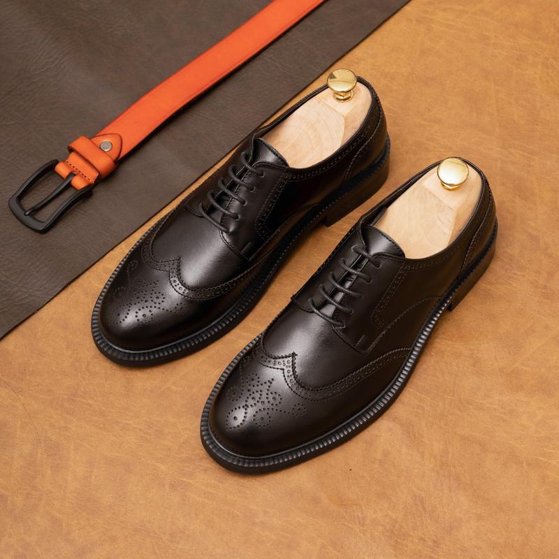 Giày DERBY 001 Da Nam Công Sở Tăng Chiều Cao Đế Gỗ Da Bò POLYTINO