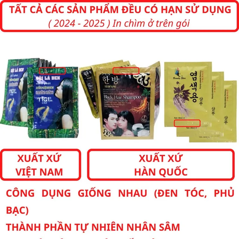 Dầu gội đen tóc 1 GÓI - Phủ bạc tại nhà đen tóc Gội là đen tigi, nhân sâm Hàn 4