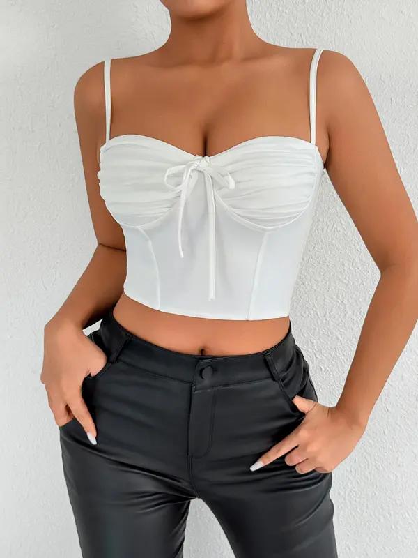Women's Solid Color  Crop Cami Top, Casual Fashion Sleeveless Top for Daily Outdoor Wear, Ladies Clothes for Summer 3