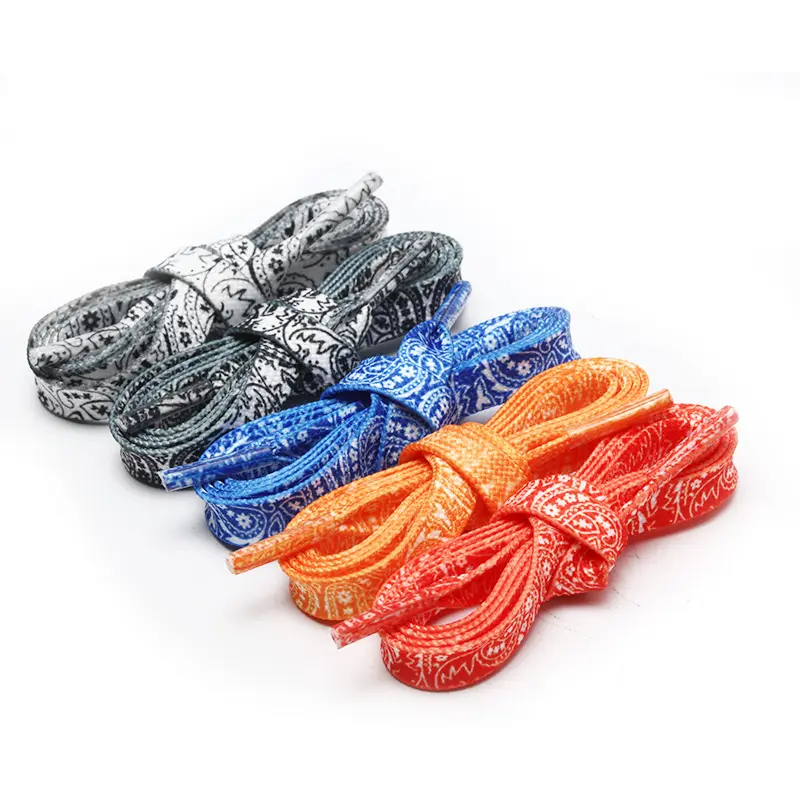 Ten Yuan Direct Sale Double Layer Flat Double-Sided Heat Transfer Cashew Flower Shoelaces Pair