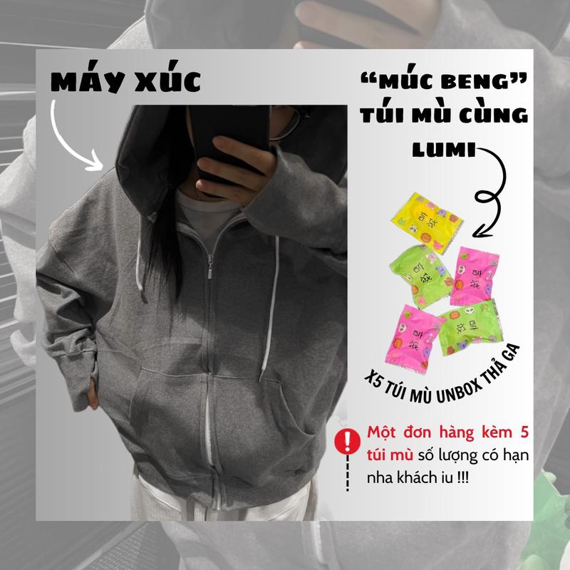 ( KÈM 5 TÚI MÙ ) Áo khoác cotton dệt dày dặn tay dài nam nữ Lumi House Z102 Top Women Dài Tay Hoodie Kem