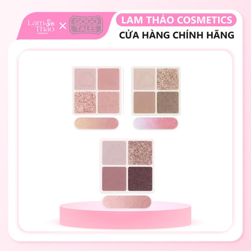  Bảng Mắt 2 Tầng 4 Ô Màu Kèm Phấn Má Gogo Tales Amoy Likes Blush Eyeshadow Palette Trang Điểm Nhũ Mắt 