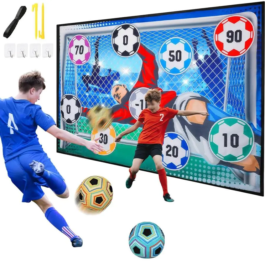 Soccer Game Kit, 1 Set Including 1 Soft and Safe Goalkeeper Style Fabric Soccer Ball with Scores, Ball, Cloth Band, Suitable for Indoor and Outdoor, Christmas Gift