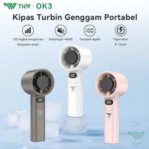 TNW OK3 Kipas Angin High-speed Portable Handheld Fan Turbo Kipas Fan USB Mini Fan 120 Gear Wind Digital Display