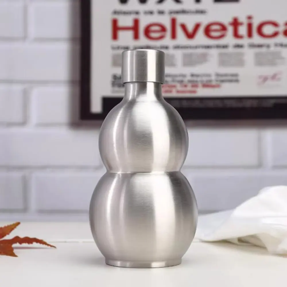 Multifunctional 250/500/1500ML Stainless Steel Gourd Hip Flask with Bottle Sleeve Large Capacity Liquor Flagon Rust-proof Durable Water Bottle Travel