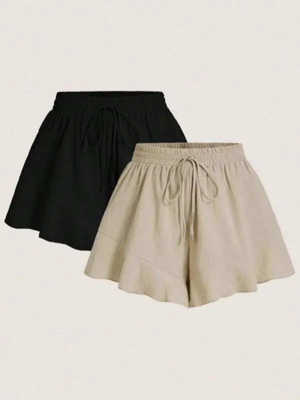 【Plus Size】 Solid Color Shorts Set, Women's Bottoms for All Seasons 2