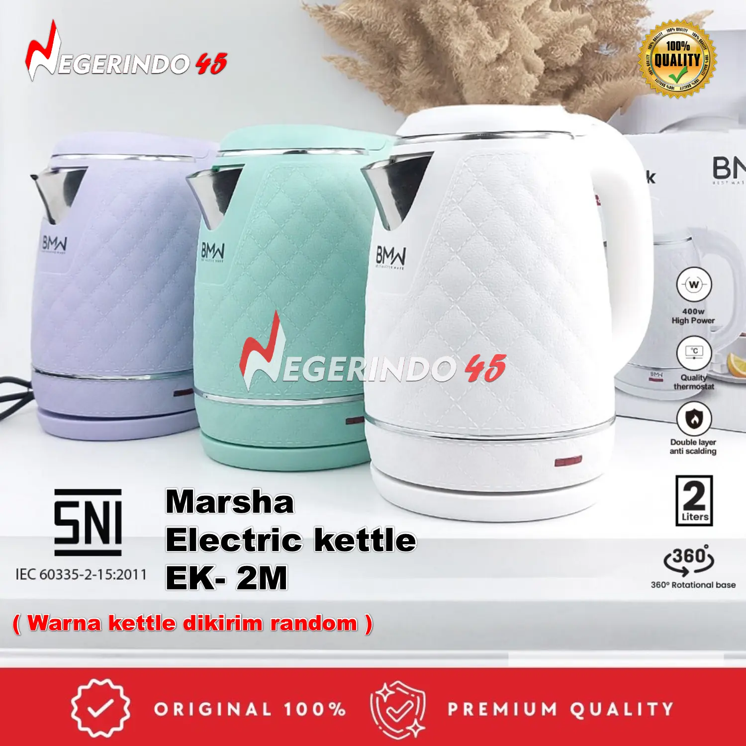 TEKO LISTRIK EK-2M KETTLE ELECTRIC STAINLESS STEEL 2 LITER OTOMATIS