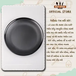 Dĩa nhựa đen nhám Bam House hình tròn chất liệu Melamine cao cấp DCN03 1