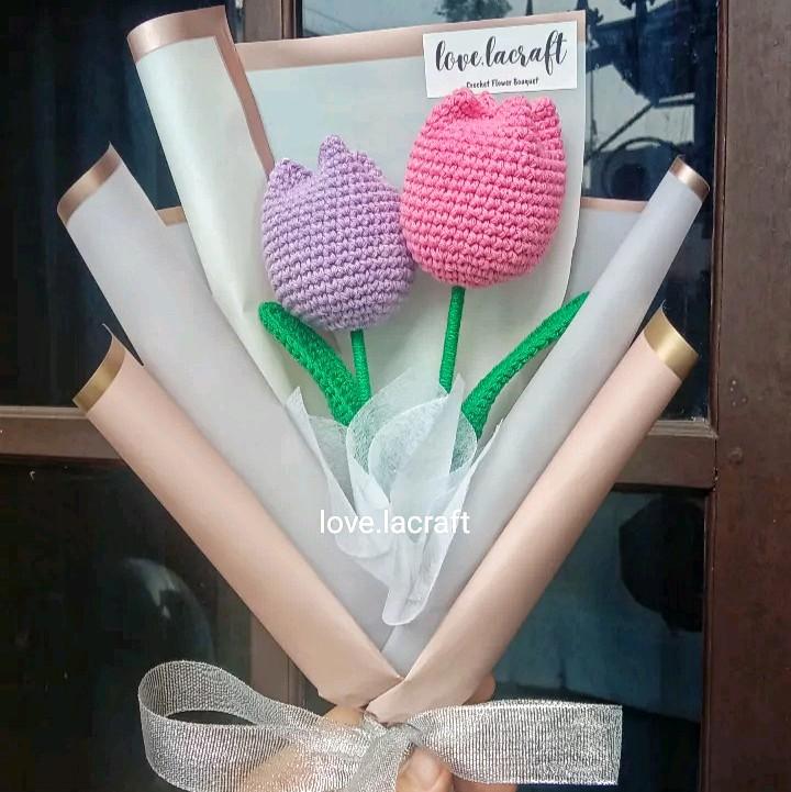 Custom Buket Bunga Rajut 2 Tulip | Crochet Flower Bouquet 2