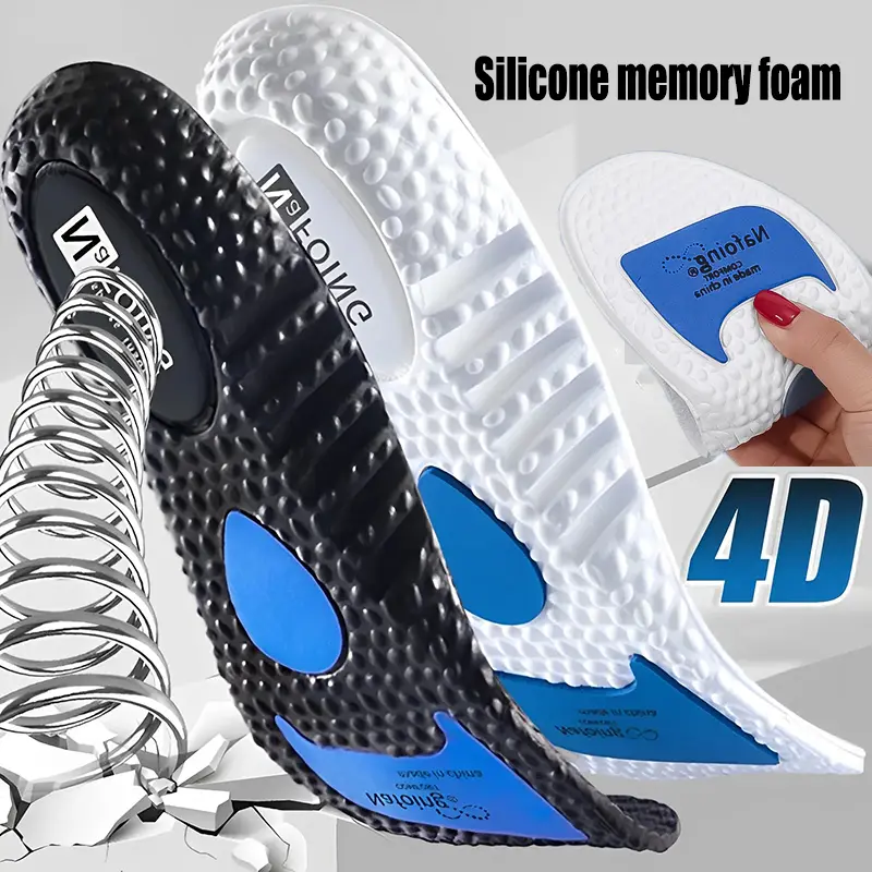 Đệm lót giày bằng Memory Foam, 4D, Thích hợp cho thể thao, Đế lót giày hấp thụ sốc, Đệm chạy, thoáng khí, có độn gót chân, Chèn chân 0