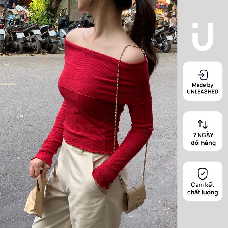  Áo trễ vai len gân mềm mại tôn dáng Unleashedvn ALWAYS OFF SHOULDER RIBBED TOP 