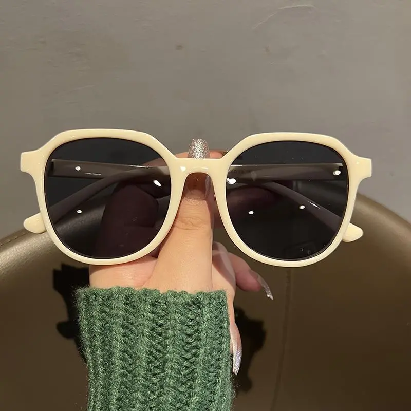 [3807 People Collection] Concave Style Street Shot Retro Personality Big Face Fashion Brown Sun Glasses Female Slimming Isn Korean Sunglasses Male Fashion