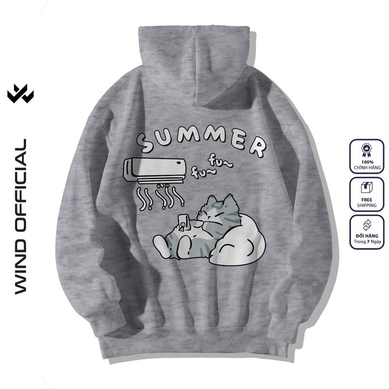 Product Introduction of Áo hoodie unisex form rộng WIND Cat Sleep hoodie nút bấm thời trang nam nữ nỉ bông oversize Women Top 5